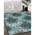 thumbnail image 3 of Ahgly Company Machine Washable Indoor Square Contemporary Deep Turquoise Green Area Rugs, 6' Square, 3 of 7