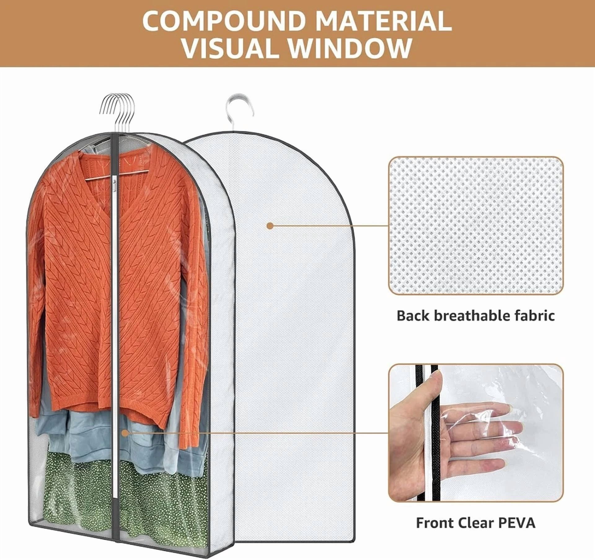 KLYNE - 3Pcs Clothes Garment Bags Clear Dust Cover Storage 4" Gussetes Suits Coat Jacket