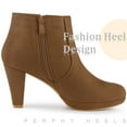 thumbnail image 4 of Unique Bargains Women's Platform Round Toe Chunky Heel Ankle Boots Brown 9, 4 of 5