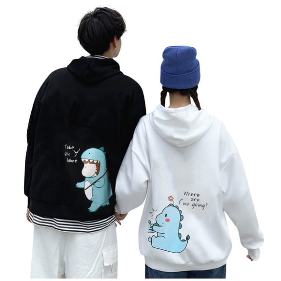 Matching Couple Hoodie for Men Dinosaur Print Take You Home Pullover Sweatshirt Wedding Anniversary Top