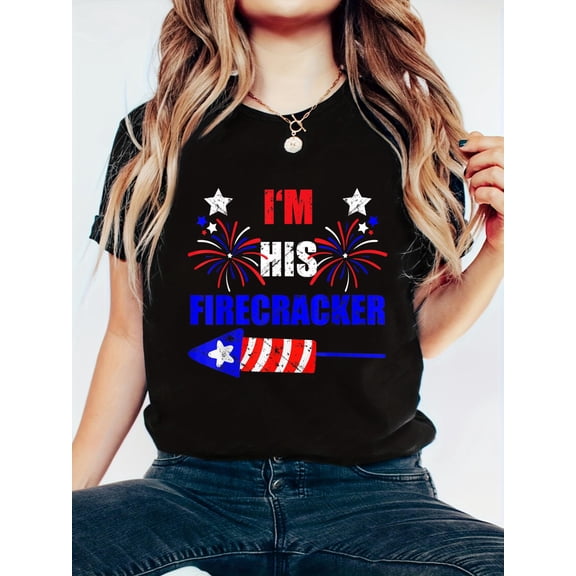 I'm His Firecracker 4th of July Matching Couple Women T-Shirt