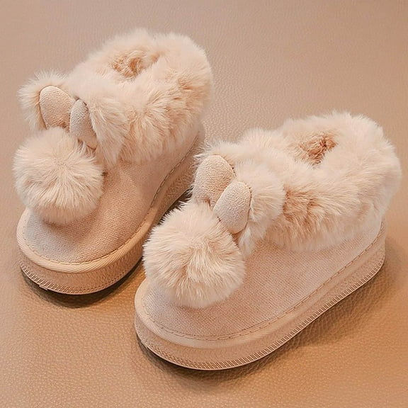 Baby Girl's Snow Boots Winter Children's Thick Boots With Rabbit Ears Warm Shoes