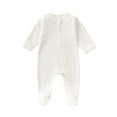 thumbnail image 4 of UAMVSH Baby Bodysuits Ribbed Long Sleeve Cotton Knitwear Onesie Comfy Infant Footed One-Piece Romper Jumpsuit with Zipper(12-18 Months,White), 4 of 7