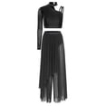 thumbnail image 3 of Sholeno Womens Sparkly 2 Pieces Lyrical Modern Dance Outfits Asymmetrical Shoulder Crop Tops with Pants Set Black M, 3 of 7