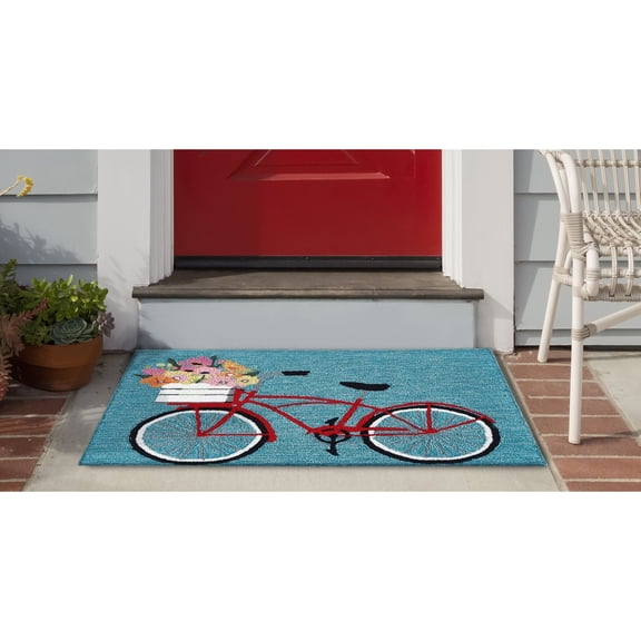 Liora Manne Frontporch Bike Ride Indoor Outdoor Area Rug Blue