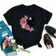 thumbnail image 2 of Blusa informal con estampado de manga corta y cuello redondo para mujer Pompotops  hfajkhk126094, 2 of 7