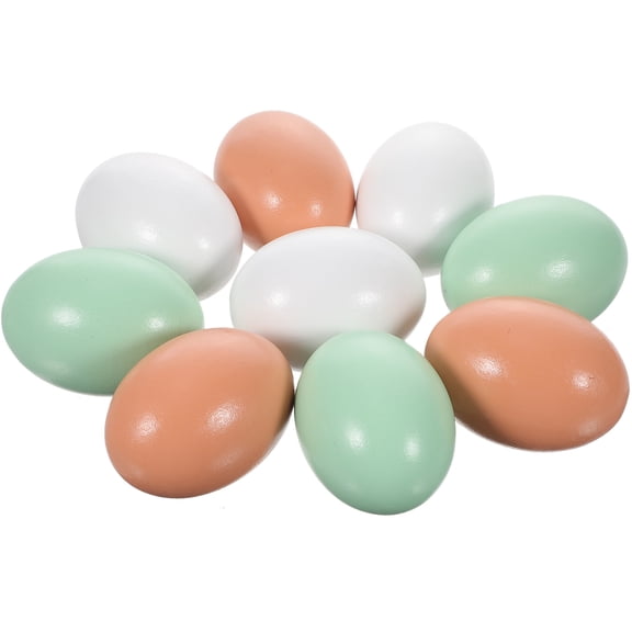FENGGUIQU Assorted Color Faux Wood Eggs for Craft 9Pcs Easter Decoration and Art Activity