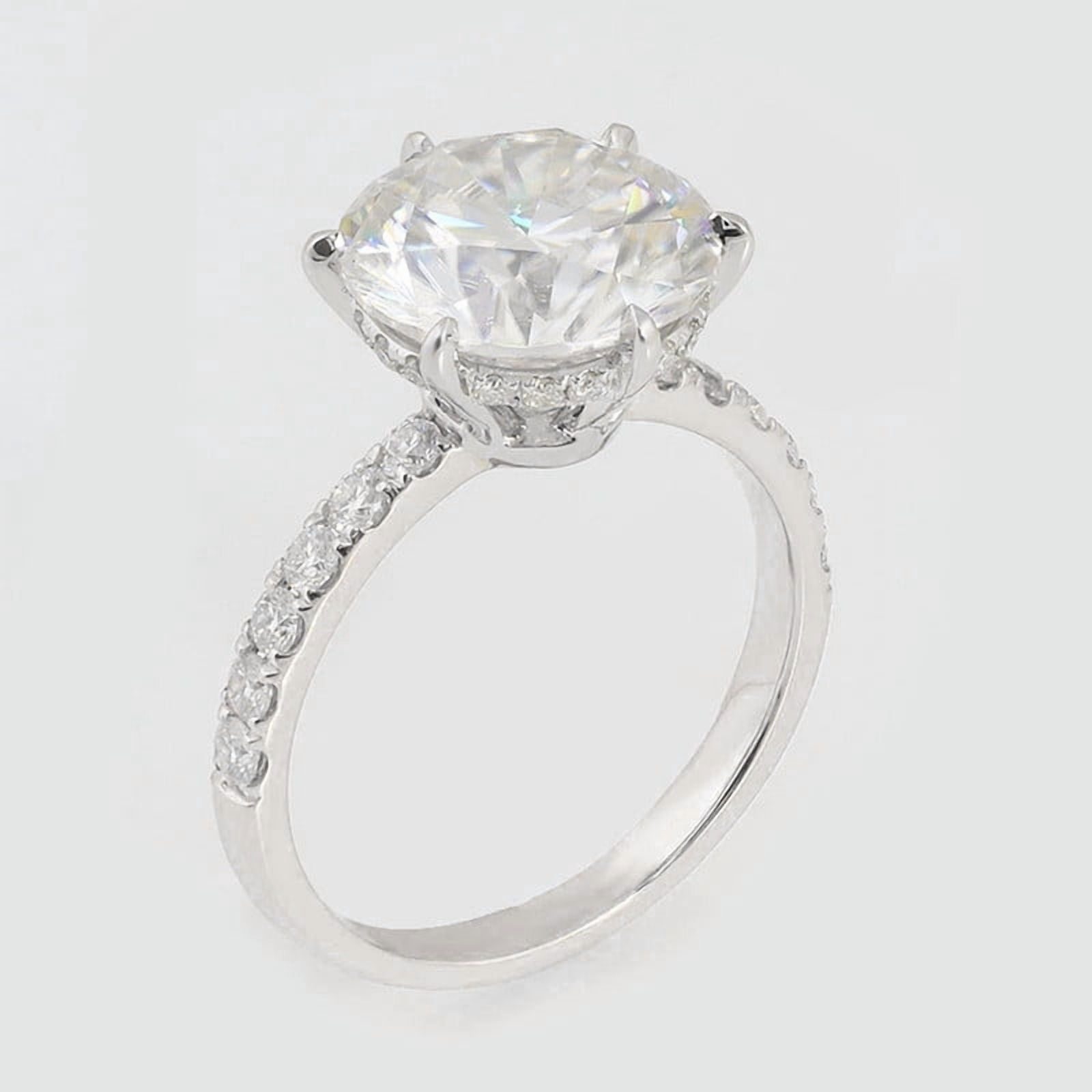 solitaire jewels 3CT Round Moissanite Hidden Halo Engagement Ring For Women, 10K White Gold