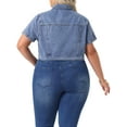 thumbnail image 4 of Agnes Orinda Women's Plus Size Denim Jacket Short Sleeves Button Down Cropped Jean Jackets 1X Gray Blue, 4 of 7