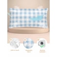 thumbnail image 2 of Blue Checkered Satin Pillowcase for Hair and Skin with Zipper, Soft Breathable Cooling Silk Pillow Cases, Blue White Buffalo Plaid Throw Pillow Covers King Size 20"x40", 2 of 6