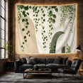 thumbnail image 6 of Heart-Shaped Green Vines Cascading Against White Arches, Serene Minimalist for Plant Lovers, Botanical Wall Art Decor, Housewarming Gift Tapestry Wall Hanging for Bedroom and Living Room, 6 of 7