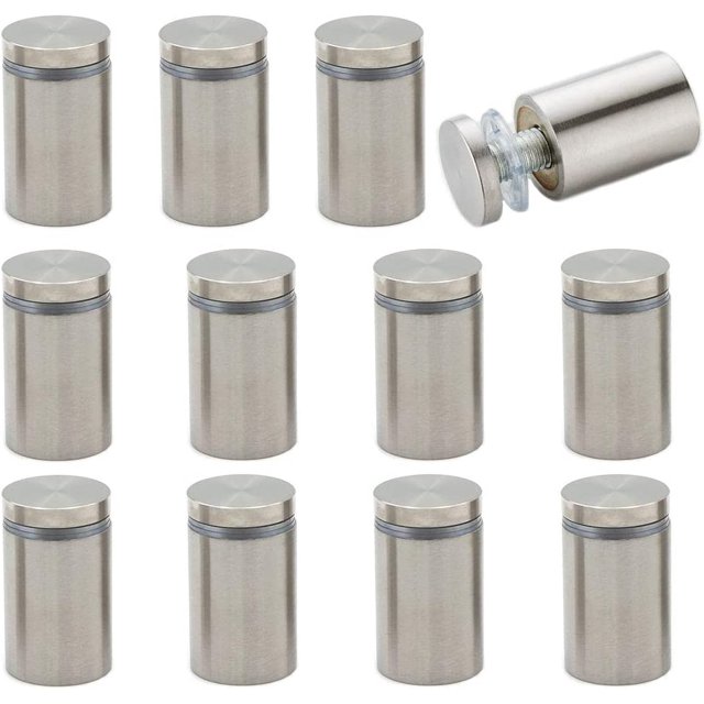 12 piezas Tornillos de soporte de separador Separador de vidrio publicitario de acero inoxidable Tornillos publicitarios de acero inoxidable Señal de vidrio Clavos publicitarios para fotos de vidrio 19X25 mm esquí esquí Gafas de esquí