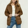 thumbnail image 2 of Nfurl Winter Puffer Coats for Women Warm Button Down Solid Color Winter Jackets with Pockets Lightweight Outerwear Going Out Quilted Jacket Coffee L, 2 of 5
