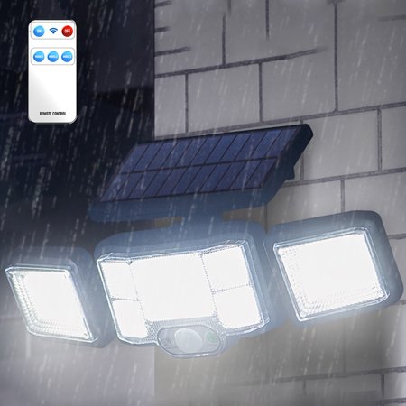 

Solar Light Outdoor with 3 Heads Motion Sensor Light with 192 LEDs/COBs Solar Door Light IP65 Waterproof Fence Light with 3 Modes and Remote Control for Garage Patio Garden Pathway