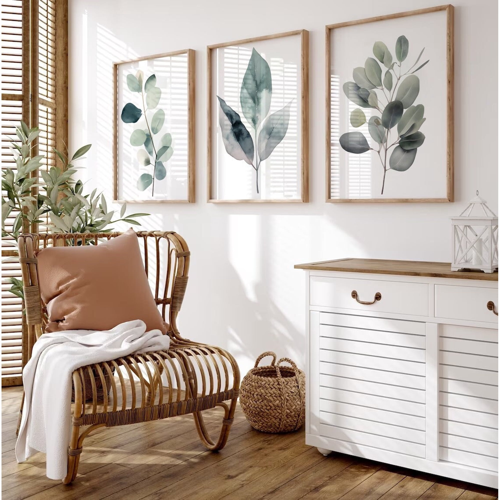 Set Of 3 Greenery Wall Art Prints Farmhouse Botanical Plant Botanical Bedroom And Living Room Decor