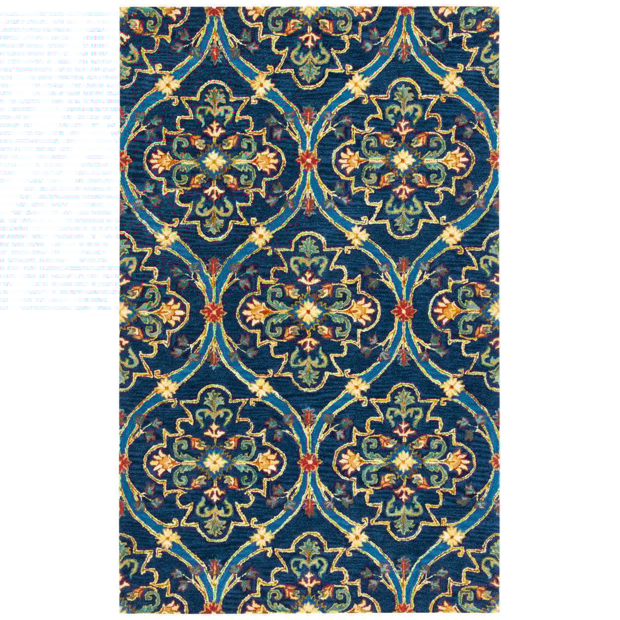 SAFAVIEH Heritage Tana Floral Runner Rug, Navy/Yellow, 2'3" x 8'
