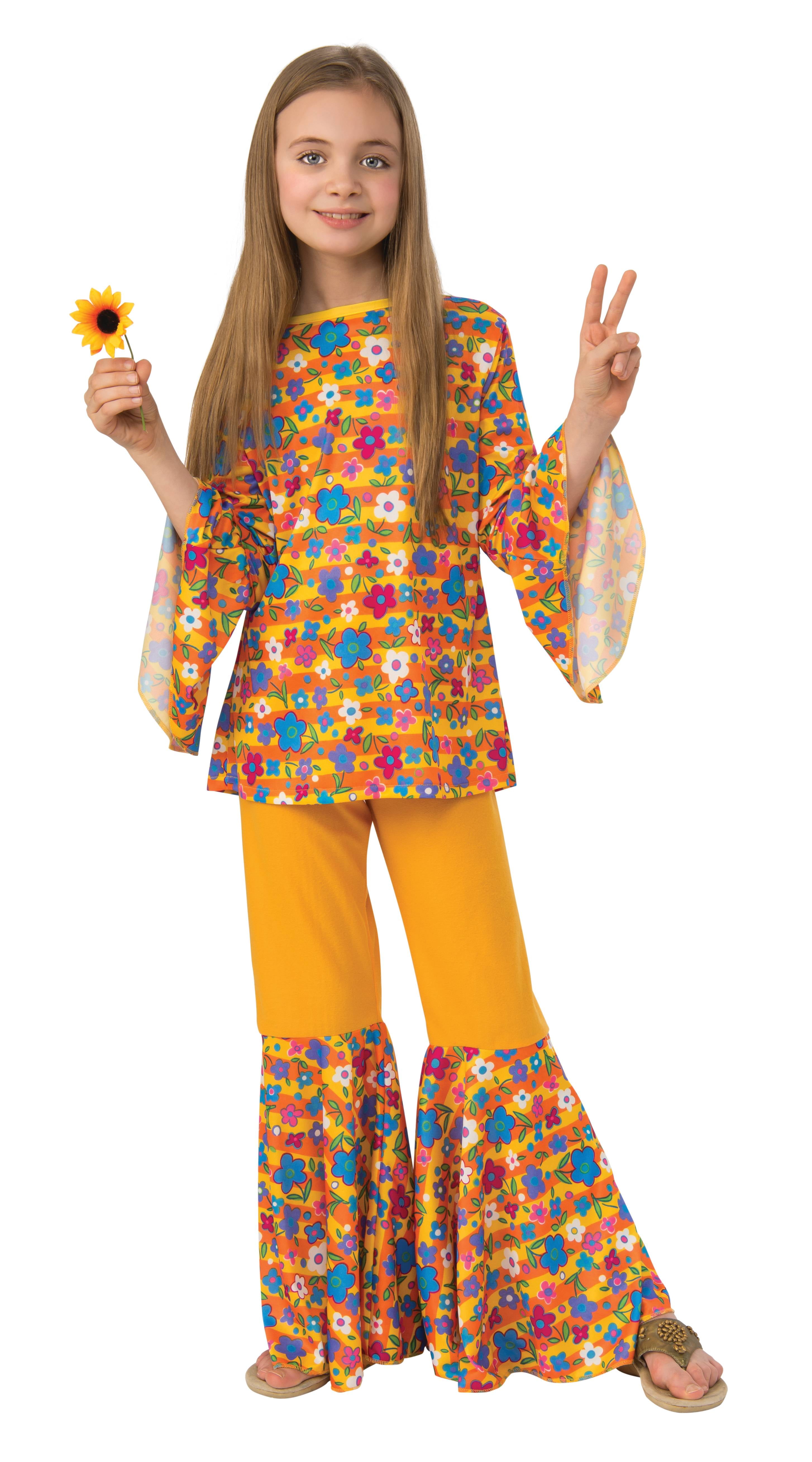 Generation Hippie Love Child Girls Halloween Costume 1970s Flower Power SM 4-6 