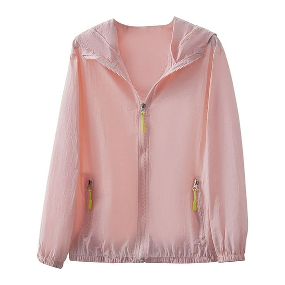 Ruimatai Women's Lightweight Hooded Jacket Summer Breathable Sun Protection Coat with Zippered Pockets for Outdoor Sports Casual Wear