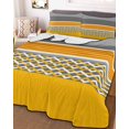 thumbnail image 3 of Quilts King Size Bedding Set, Yellow Grey Stripes Lightweight Quilted Comforter, Abstract Lines Geometric Modern Art Soft Reversible Bedspread Coverlet with Pillow Covers for All Season, 96" x 106", 3 of 7