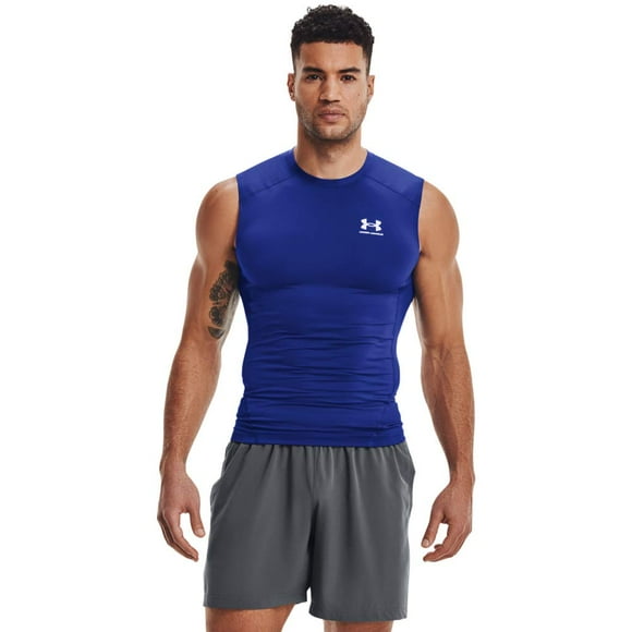 Under Armour Men's Armour HeatGear Compression Sleeveless T-Shirt , Royal Blue (400)/White , X-Large