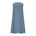 thumbnail image 6 of ZHUGeLI Women's Summer Dresses Solid Color Casual Sleeveless Cotton Linen Loose Fitting Dress with Pockets, 6 of 7