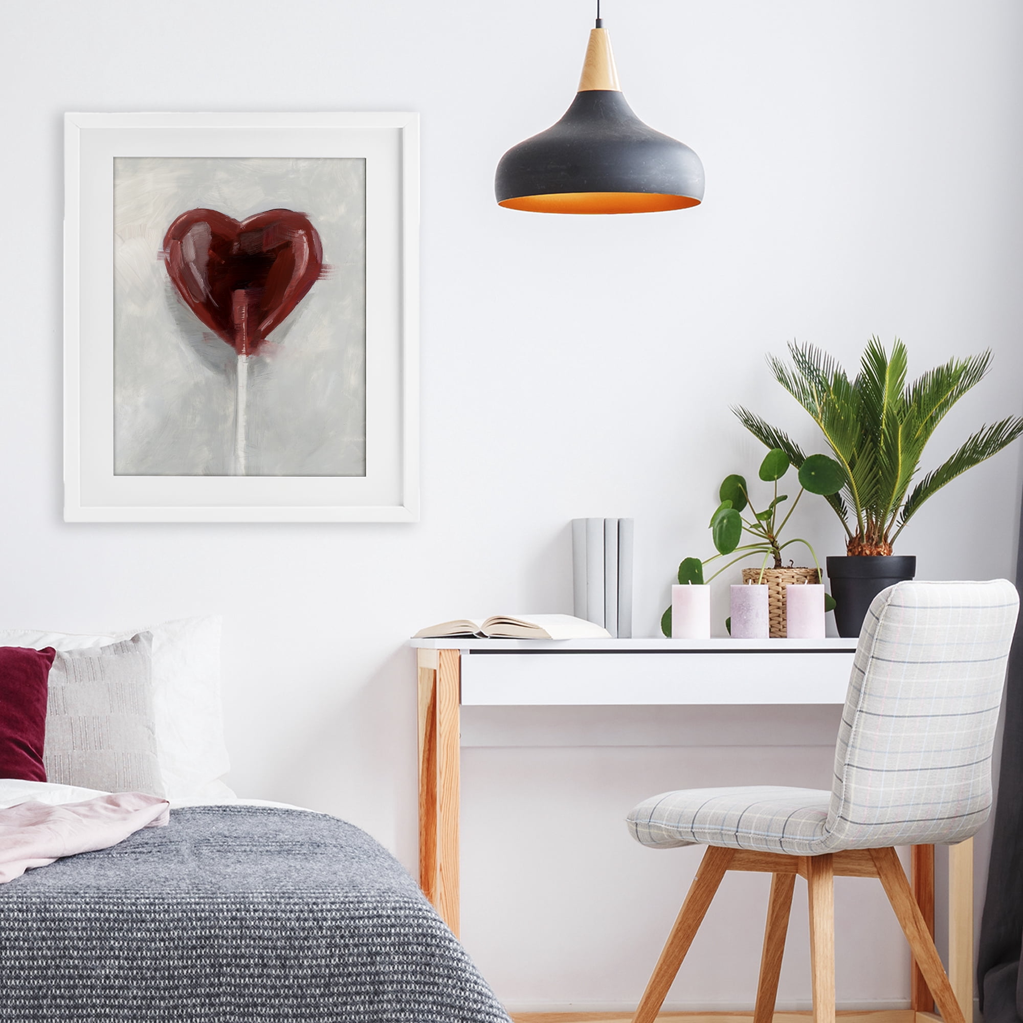 Stupell Industries Heart Shaped Lollipop White Framed Print Under Glass, design by Ethan Harper