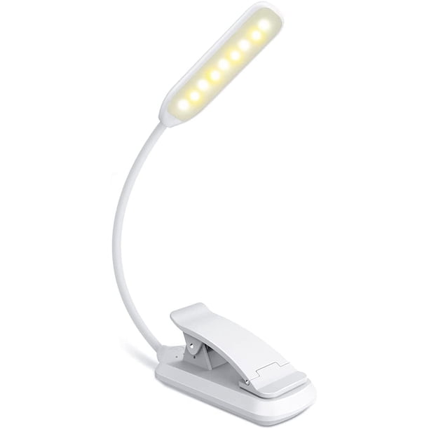 Luz de lectura de 9 LED, luz de lectura recargable en 3 modos de brillo (blanco frío/amarillo cálido), luz de lectura regulable para libros en la cama, luz de clip para lectura nocturna, viajes Sincero Electrónica