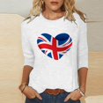 thumbnail image 5 of WREESH Womens Great Britain Uk Flag T-Shirts Casual 3/4 Sleeve T-Shirts Round Neck Tunic Tops Basic Graphic Tees Loose Fit Pullover Blouses White, 5 of 5