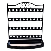 Mango Steam Tabletop Mirror Base Stud Earring Jewelry Organizer, Display Stand, Storage, Gift (Black, Metal)