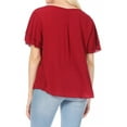 thumbnail image 3 of Women's Casual Flowy Short Flutter Sleeve Round Neck Key Hole Blouse Top, 3 of 6