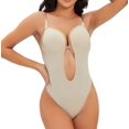 thumbnail image 1 of Women Backless Shapewear Bodysuit Plunge Backless Body Shaper Bra Push Up Bra With Transparent Shoulder Strap, 1 of 5