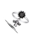 thumbnail image 4 of Bumble Honey Bee Dangle Sunflower Ring .925 Sterling Silver Band Jewelry Female Male Unisex Size 6, 4 of 4