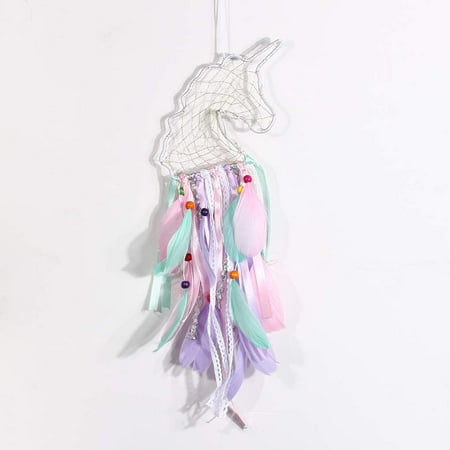Unicorn Dream Catchers Handmade Colorful Feather Dream Catcher for Kids Wall Hanging Home Decor Ornament Craft