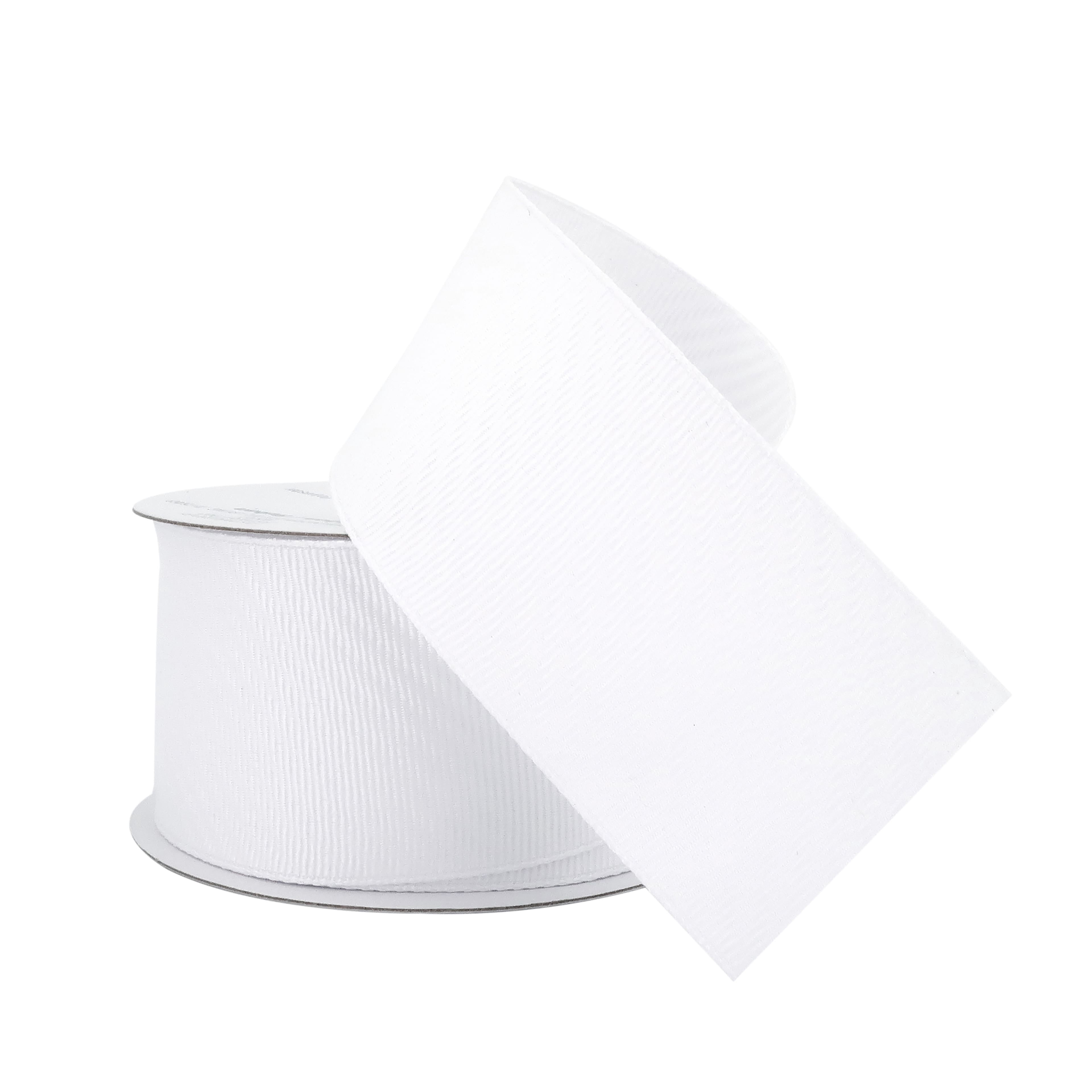 1.5" x 3 yd. White Grosgrain Wired Ribbon by Celebrate It – Red - Woven Sonic Welded Selvage for Bows - Crafts & Gift Wrapping - 12 Pack