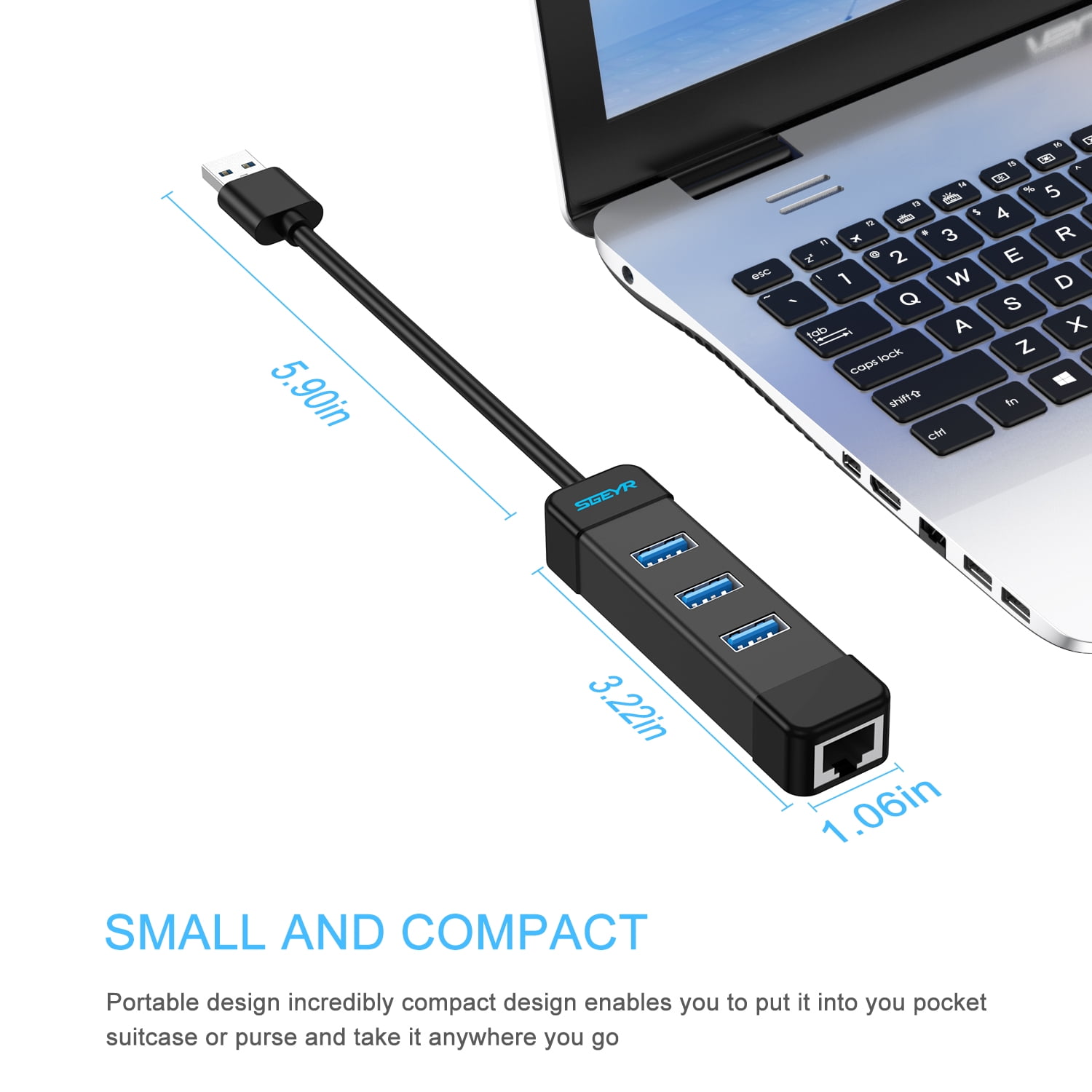 Buy SGEYR USB 3.0 to Adapter, 3Port USB 3.0 Hub