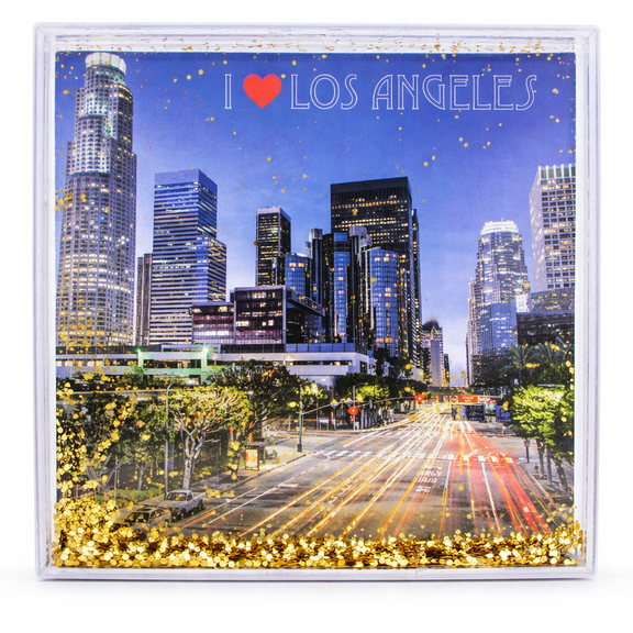 Los Angeles Clear Acrylic Square Water Globe Picture Frame