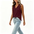 thumbnail image 5 of Womens Tank Tops Cotton Linen Button V Neck Summer Camisole Top for Women Sleeveless Wide Strap Shirts, 5 of 7