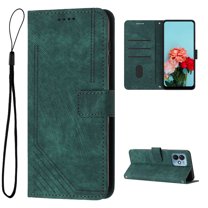 Feishell for Motorola Moto G (2023) Flip Wallet Phone Case,Durable PU Leather Flip Kickstand Shockproof TPU Inner Shell Magnetic Clasp Folio Card Pocket Phone Case with Wrist Strap,Green