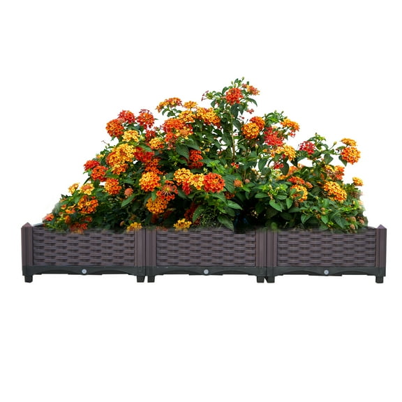 Dawot Planter Boxes Raised Garden Bed,Plastic Planter Care Box Kit Set of 3 Planter Grow Box for Indoor & Outdoor Vegetable Fruit Flower Herb Growing Box