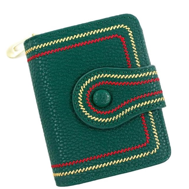 Cartera de cuero con bloqueo RFID para mujer, tarjetero, organizador con múltiples ranuras, monedero con cierre de cremallera, plegable, 12 x 3 x 9,4 cm.