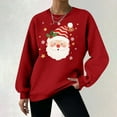 thumbnail image 6 of Sakmal Women Christmas Sweatshirts Red Plus Size Crew Neck Tops Fashion Santa Claus Sweatshirt for Women, 6 of 7