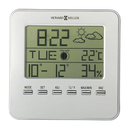 Howard Miller 645693 5 Weather View Aluminum Digital And Weather Table Top Cloc Silver photo Howard Miller 645693 5 Weather View Aluminum Digital And Weather Table Top Cloc Silver