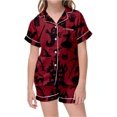 thumbnail image 4 of Toddler Outfits for Girls 2 Piece Halloween Stylish Print Short Sleeve Lapel Breathable Top And Shorts At Home Wear Baby Girls' Clothing Sets 2 Years-3 Years, 4 of 4