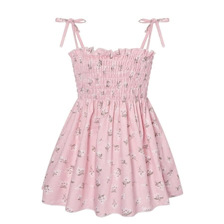 

2023 Summer Savings Girls Dress PEZHADA Toddler Kids Baby Girls Daisy Slip Dress Floral Beach dress Clothes Pink 90