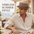 thumbnail image 3 of Summer Breathable Mesh Pork Pie Hat,Retro Straw Breathable Sun Protection Cap,Lightweight Fedora Bowler Hat, 3 of 7