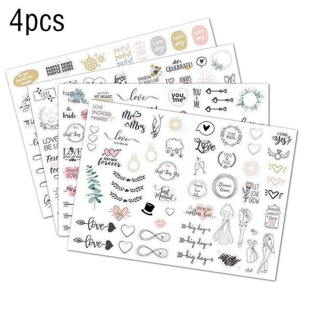 230 pegatinas de boda con temática de felicidad, impermeables, extraíbles, con hojas de eucalipto y tema de boda, paquete de pegatinas bonitas para el plan de compromiso