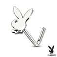 thumbnail image 3 of Nose L Bend Stud Rings with Playboy Bunny Top Surgical Steel 20g, 3 of 3