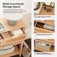 thumbnail image 4 of LAUSAINT HOME Modern Console Table, 32" Tall Natural Finish Table with 3 Drawers and Storage Shelves, 4 of 8