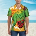 thumbnail image 6 of Picia Cool Dinosaur Playing Guitar Gentle Cotton Regular Fit Short Sleeve Casual Hawaiian Shirt for Men-XX-Large, 6 of 9