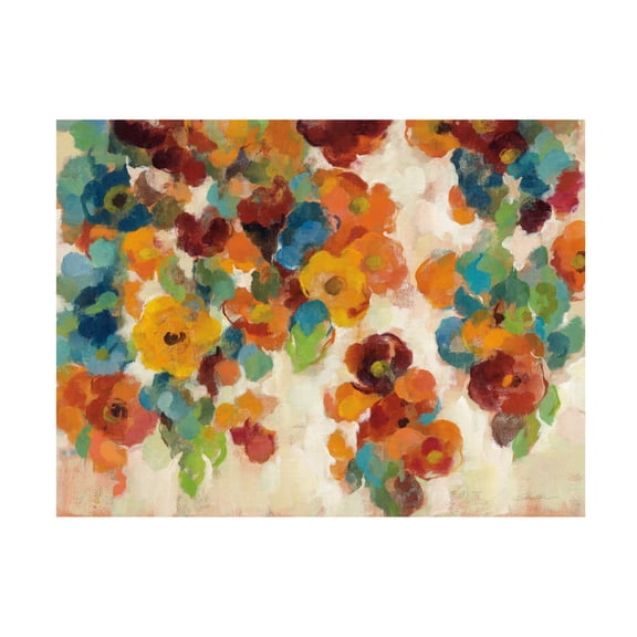 Trademark Fine Art Silvia Vassileva Spice And Turquoise Florals Canvas Wall Art - 14x19